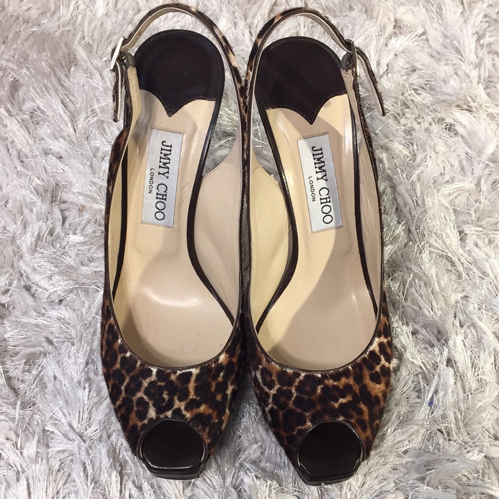 EUC Jimmy Choo Leopard print Calf Hair Heels, 9.5 - Picture 4 of 17